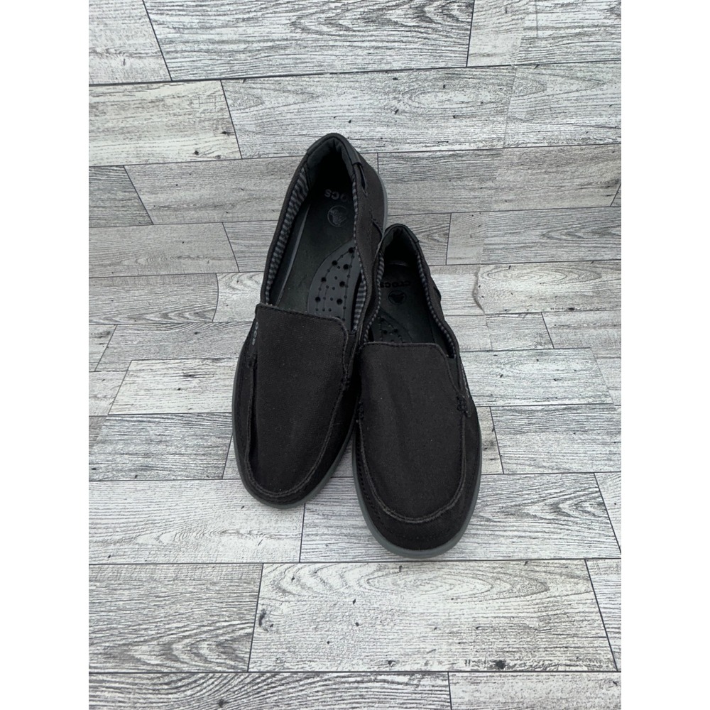 Crocs Santa Cruz Women Loafers Black Canvas Slip On Shoes Size 8 Moc Toe